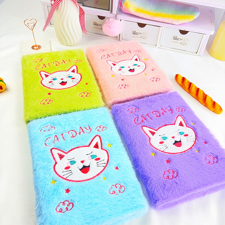 A5 Cute Cat Day Diary Plush Notebook